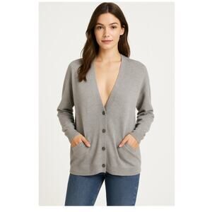 Lululemon SZ 8 Cardi In The Front Cashmere Blend Button-Front Cardigan Gray